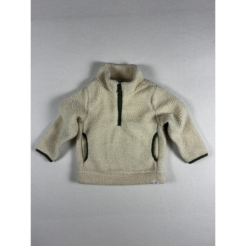 Gap Sherpa Quarter Zip Pullover Cream Gorpcore 2T